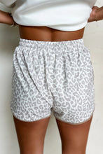 Load image into Gallery viewer, White Leopard Elastic Waistband Lace up Contrast Trim Casual Shorts