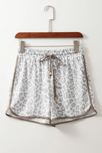 Load image into Gallery viewer, White Leopard Elastic Waistband Lace up Contrast Trim Casual Shorts