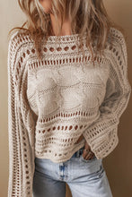 Load image into Gallery viewer, Women's Hollow-out Cable Knit Cropped Sweater