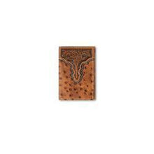 Load image into Gallery viewer, Ariat Men's Ostrich Floral Embossed Tri-Fold Wallet