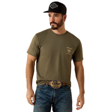 Load image into Gallery viewer, Ariat Men's Military Green Heather Back Logo Short Sleeve T-Shirt
