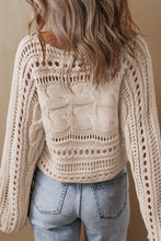 Load image into Gallery viewer, Women's Hollow-out Cable Knit Cropped Sweater