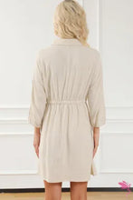Load image into Gallery viewer, Apricot Drawstring Button Down Mini Dress

