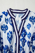 Load image into Gallery viewer, Blue Floral Puff Sleeve V-neck Maxi Dress