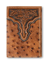 Load image into Gallery viewer, Ariat Men's Ostrich Floral Embossed Tri-Fold Wallet