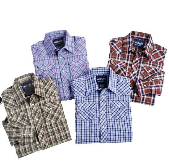 Wrangler Boys' Assorted Plaid Long Sleeve Western Shirt