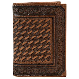 Justin Classic Basketweave Trifold Wallet