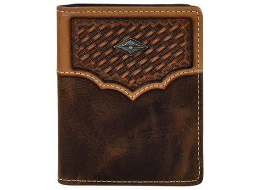 Justin Trifold Basket Weave Yoke Wallet Callie Kay's