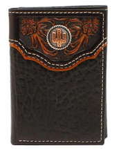 Load image into Gallery viewer, NOCONA TRIFOLD WALLET FLORAL EMBOSED OVERLAY CACTUS