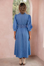 Load image into Gallery viewer, Smocked Waist Denim Midi Dress
