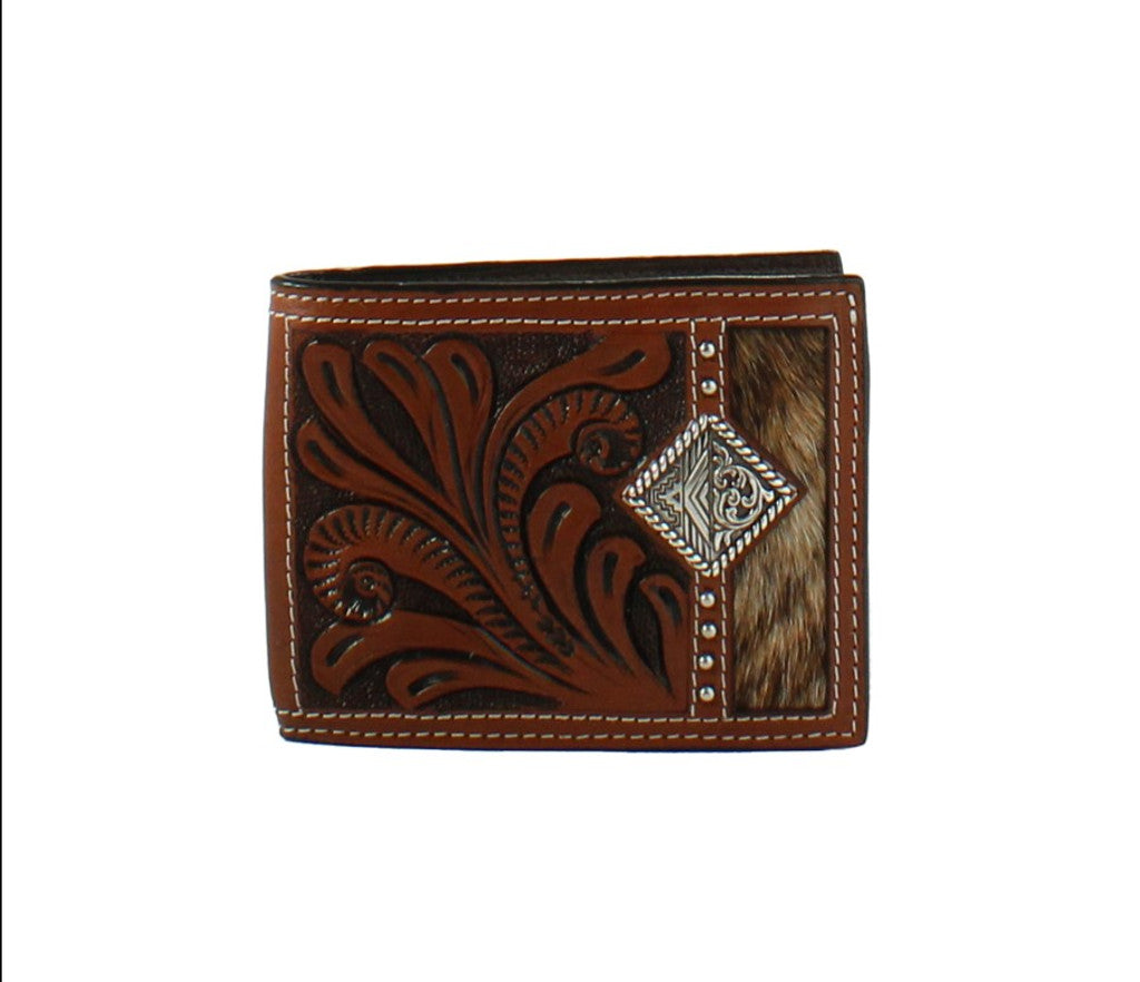 M&F Western Wallet Mens Bifold Floral Calf Hair