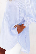Load image into Gallery viewer, Sky Blue Smocked Boyfriend Shirt With Pockets
