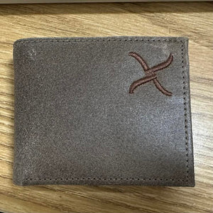 Twisted X Men's Embroidered Brown Logo Leather Trifold Wallet