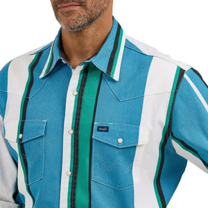 Wrangler® Vintage Inspired Brushpopper - Classic Fit - Blue Multi Stripe