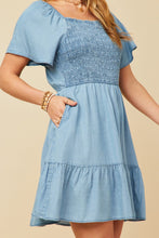 Load image into Gallery viewer, Women&#39;s Puff Sleeve Smocked Bodice Tencel Dress
