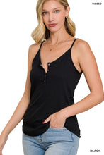 Load image into Gallery viewer, Ribbed Snap Button Closure Cami Top
