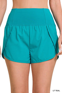 High Waisted Zippered Back Pocket Running Shorts