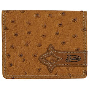 Justin Front Pocket Bi-Fold Wallet Ostrich Texture