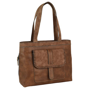 Tony Lama Tote Tonal Brown with Double Stitch Accents Conceal Carry Purse