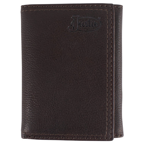 Justin Men's Genuine Leather Dark Brown Rugger Trifold Wallet – Callie ...
