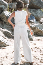 Load image into Gallery viewer, Light Grey Solid Color High-Waisted Crewneck Jumpsuit
