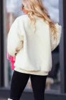 Load image into Gallery viewer, Women&#39;s Beige Sherpa HOWDY Patched Pullover Sweatshirt
