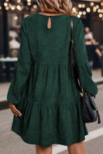 Load image into Gallery viewer, Mist Green Lantern Sleeve Tiered Mini Dress
