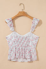 Load image into Gallery viewer, Pink Floral Flutter Peplum Tank Top
