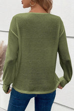 Load image into Gallery viewer, Green Textured V-Neck Button Cuff Long Sleeve Women&#39;s Tops
