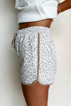 Load image into Gallery viewer, White Leopard Elastic Waistband Lace up Contrast Trim Casual Shorts

