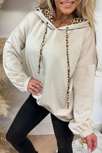 Load image into Gallery viewer, Jet Stream Elastic Cuffs Leopard Contrast Drawstring Hoodie
