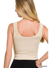 Load image into Gallery viewer, Women's Ribbed Cropped Scoop Neck Tank Top
