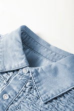 Load image into Gallery viewer, Beau Blue Flutter Sleeve Denim Mini Dress
