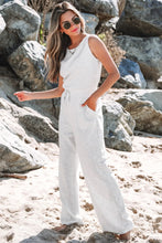 Load image into Gallery viewer, Light Grey Solid Color High-Waisted Crewneck Jumpsuit
