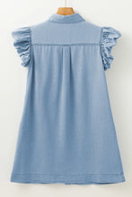 Load image into Gallery viewer, Beau Blue Flutter Sleeve Denim Mini Dress
