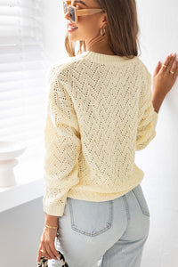 Beige Knit Trim Women's Sweater
