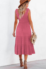Load image into Gallery viewer, Women's Shirred Pleated Square Neck Sleeveless Midi Dress
