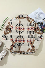 Load image into Gallery viewer, Women&#39;s Beige Aztec Printed Stand Neck Zip Up Jacket
