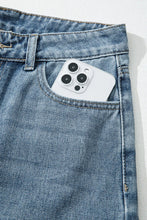 Load image into Gallery viewer, Dusk Blue Embroidered Cropped Wide Leg High-Rise Jeans
