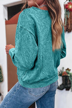 Load image into Gallery viewer, Sea Green Saved by Grace Embroidered Mineral Wash Sweatshirt
