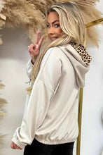 Load image into Gallery viewer, Jet Stream Elastic Cuffs Leopard Contrast Drawstring Hoodie
