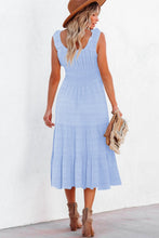 Load image into Gallery viewer, Women's Shirred Pleated Square Neck Sleeveless Midi Dress
