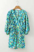 Load image into Gallery viewer, Green Abstract Print Puff Sleeve Romper
