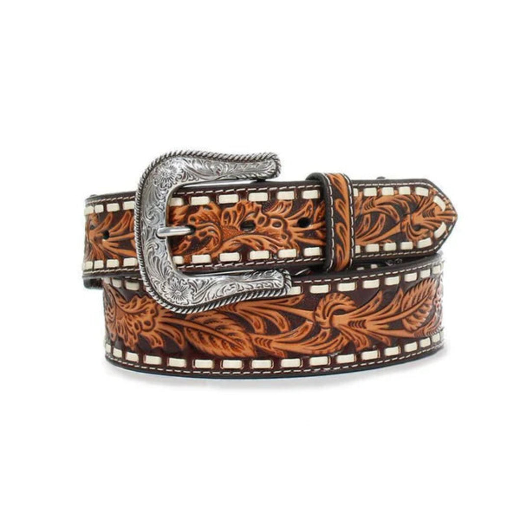 Ariat Men's Floral Embossed Genuine Leather Belt