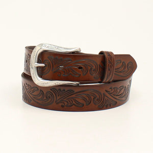 Ariat Ladies Floral Embossed Brown Belt