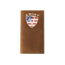 Ariat Men's American Flag Aged Bark Rodeo Wallet