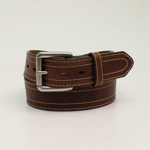 Ariat 1 1/2 Inch Double Stitch Leather Brown Belt