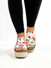 Load image into Gallery viewer, Corky’s White Floral Freddie Wedges

