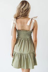 Laurel Green Smocked Bodice A-line Ruffled Mini Dress