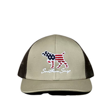 Load image into Gallery viewer, Southern Snap Retro Pointer USA Embroidered Trucker Hat

